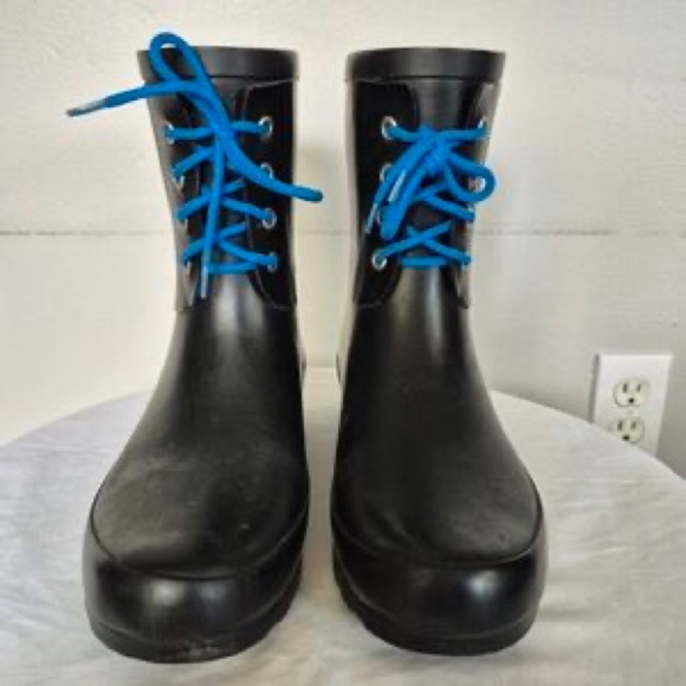 Pajar Black Rain Boots with Blue Pull Tabs